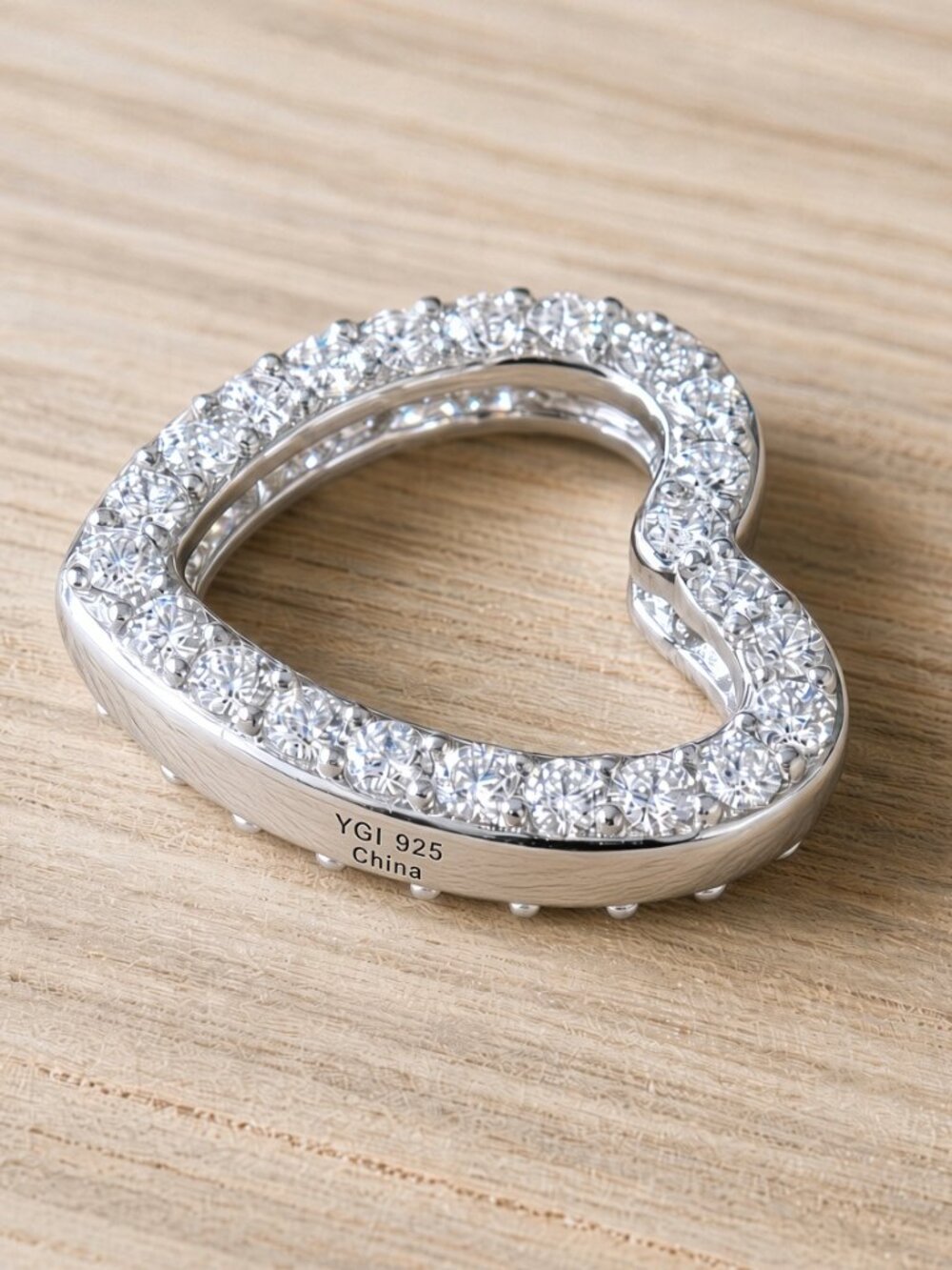 YGI 925 Sterling Silver Pave Open Heart DIY Charms Three Set Gift Craft Add Y2K
